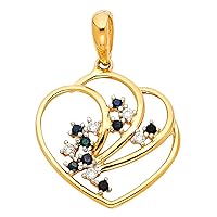 14k Gold Love Heart CZ Cubic Zirconia Simulated Diamond Pendant Necklace 18x18mm Jewelry for Women