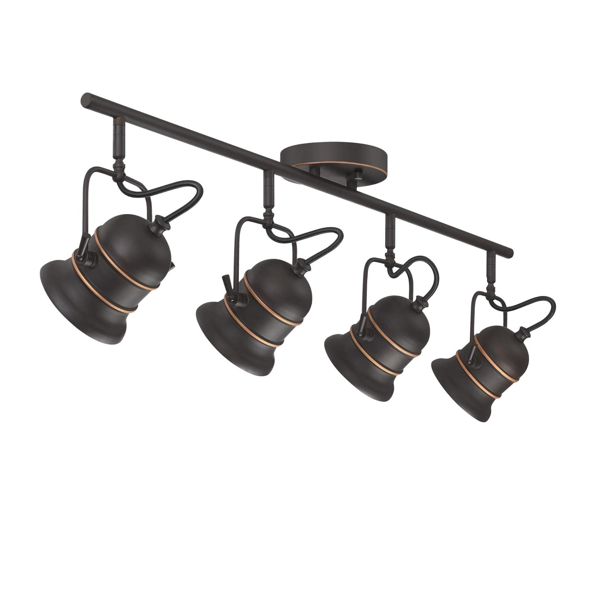 Westinghouse Lighting 6116800 Boswell Vintage-Style Four-Light Indoor Track Light Kit, Oil Rubbed Bronze Finish with Highlights,Metal Shades