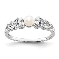 925 Sterling Silver Polished Open back Freshwater Cultured Pearl and Diamond Ring Measures 2mm Wide Jewelry for Women - Ring Size Options: 10 5 6 7 8 9