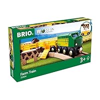 Brio World 33404 - Farm Train - 5 Piece Wooden Toy Train Set for Kids Age 3 and Up
