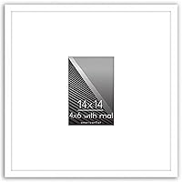 Americanflat 14x14 Picture Frame in White - Use as 4x6 Picture Frame with Mat or 14x14 Frame Without Mat - Thin Border Photo Frame with Plexiglass Cover - Square Picture Frame for Wall Display