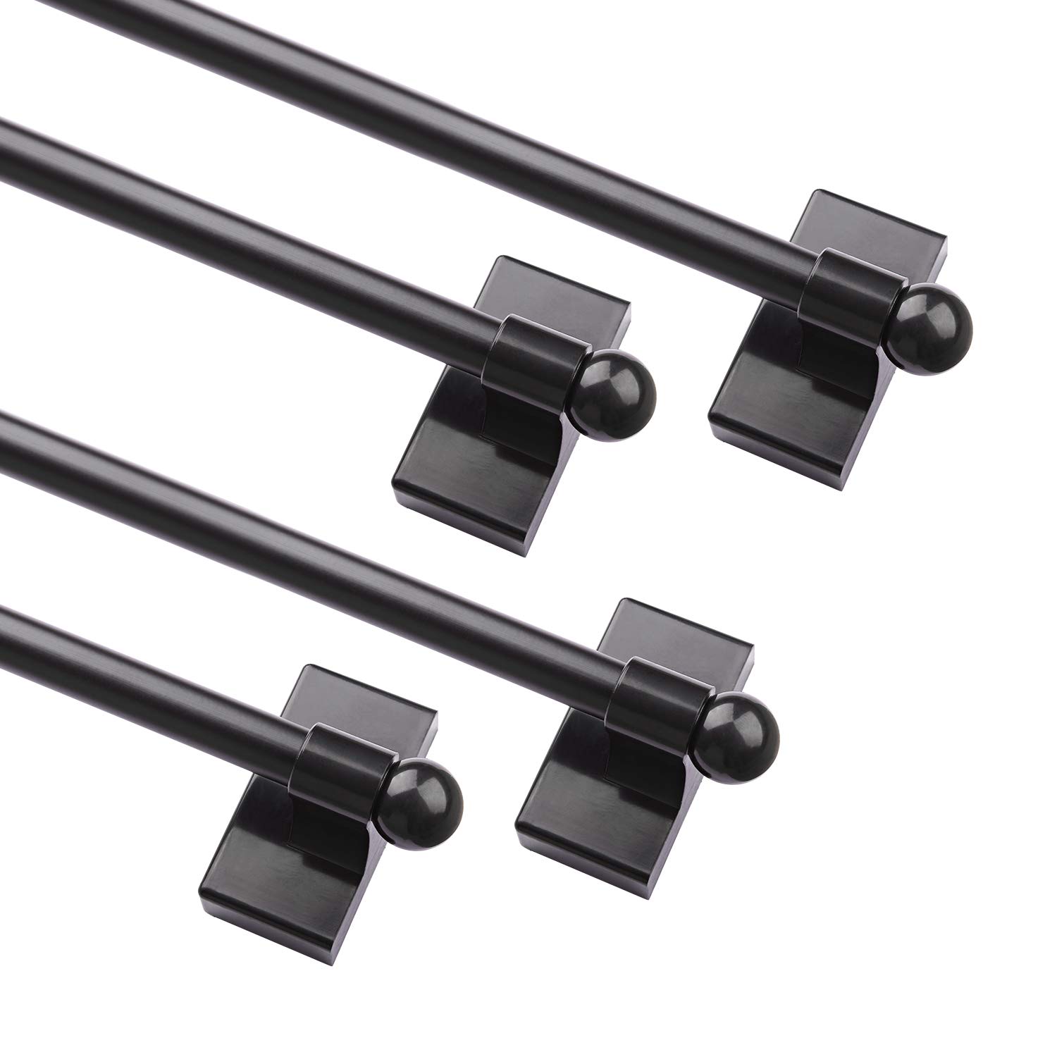 Adjustable Magnetic Rods for Metal Appliance, Doors, Windows,16 to 28 Inch/4 Pack/Easy Installation Toilet Towel Bar, Muti-Useful (Black, 4pack)
