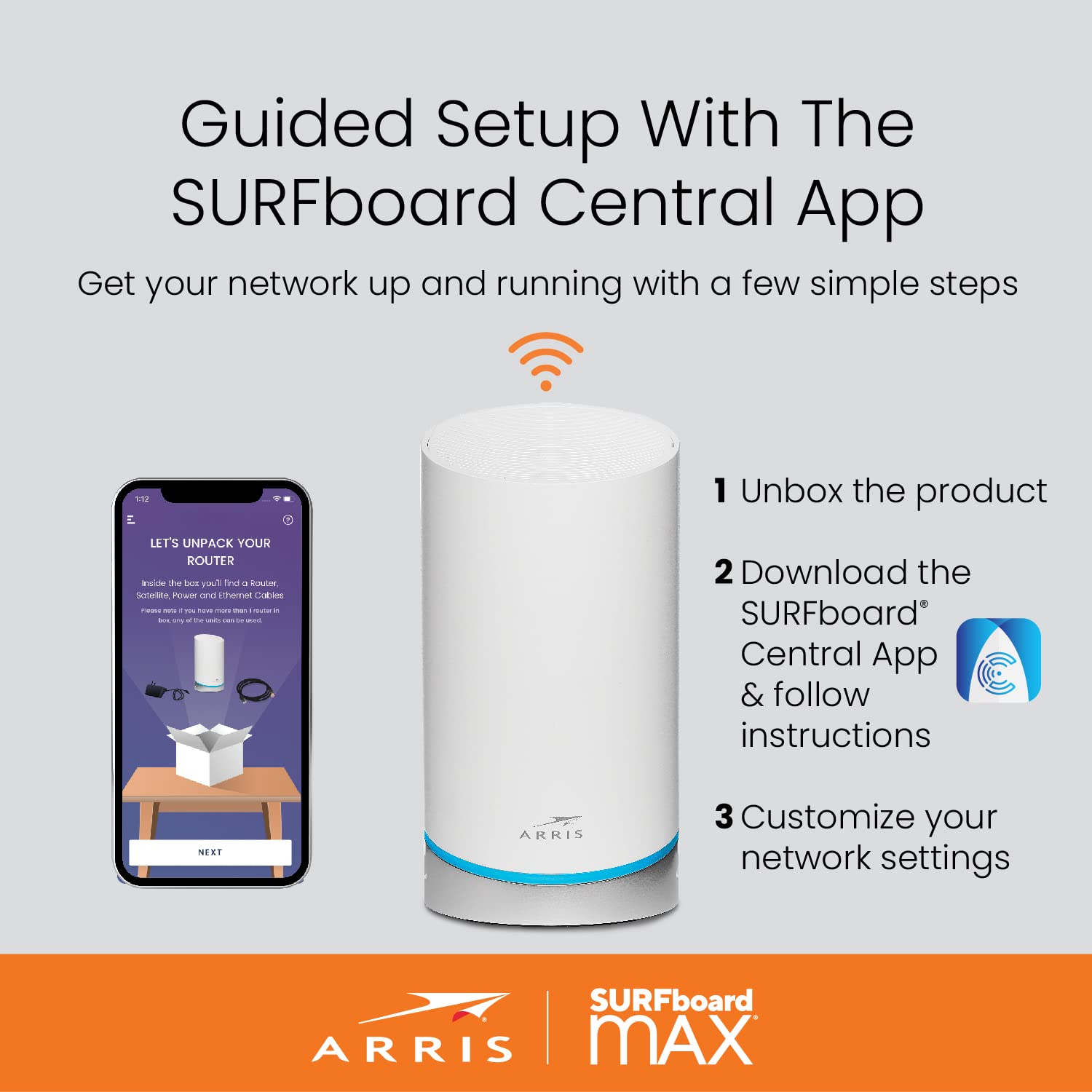 ARRIS Surfboard mAX W21 Tri-Band Mesh Ready Wi-Fi 6 Router | AX6600 Wi-Fi Speeds up to 6.6 Gbps | Coverage up to 2,750 sq ft | 1 Router | Two 1 Gbps Ports | Alexa Support | 2 Year Warranty