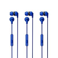 Ink'd+ in-Ear Wired Earbuds, Microphone, Works with Bluetooth Devices and Computers - Cobalt Blue 3-Pack