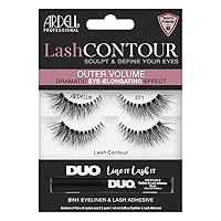Ardell Lash Contour 371 Outer Volume Dramatic Eye-Elongating Effect with DUO Line It Lash It Adhesive Black, 2 Pairs