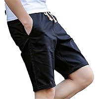 Men's Summer Shorts Casual Solid Color Solid Cotton Five-Point Pants Thin Straight-Leg Beach Shorts