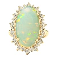 8.29 Carat Natural Multicolor Opal and Diamond (F-G Color, VS1-VS2 Clarity) 14K Yellow Gold Luxury Cocktail Ring for Women Exclusively Handcrafted in USA