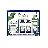 Dr Teal's Relax & Relief Eucalyptus & Spearmint Epsom Salt 11oz & Foaming Bath Oil, Body Wash 3oz & Body Lotion 1oz Set
