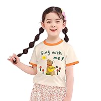 Girl's High Tops Girls Spring Summer Cartoon Print Short Sleeve T Shirt Tops Clothes Scrunchy Shirts