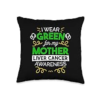 I Wear Green for My Mother, Liver Cancer Awareness Support Throw Pillow, 16x16, Multicolor