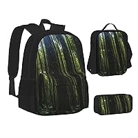Jungle Scenery Three-Piece Backpack Set With Pocket Backpack Cross-Body Lunch Bag Pen Bag For Travel Daypack