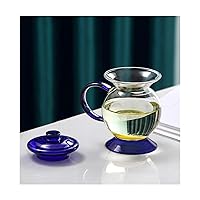 Glass Teapot, 380ml Teapot with Removable Loose Tea Infuser, Borosilicate Glass Tea Pot, Stovetop Safe Tea Kettle for Blooming Tea, Gift Box for Tea Maker，Funny Nightpot Cup. (Color : Blue, Size :