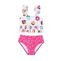 SOLY HUX Toddler Girl's Cute Swimsuit Ruffle Hem Bikini Tankini Set Two Piece Bathing Suits