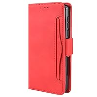 Oppo Realme C12 Case, Magnetic Full Body Protection Shockproof Flip Leather Wallet Case Cover with Card Slot Holder for Oppo Realme C12 Phone Case (Red)