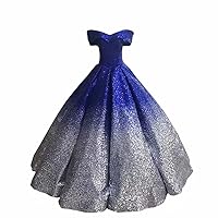 Mollybridal Sparkly Ombre Quinceanera Prom Dresses Off Shoulder V Neck Sequined Ball Gown Long