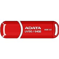 ADATA UV150 64GB USB 3.0 Snap-on Cap Flash Drive, Red (AUV150-64G-RRD)