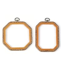 Embroidery Hoops Cross Stitch Hoop Imitated Wood Embroidery Circle Set Display Frame for Art Craft Handy Sewing and Hanging - Pack of 2 Octagon