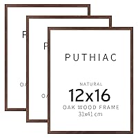 puthiac 12x16 Walnut Oak Wood Picture Frame - Minimalist 12x16 Poster Frame, 12