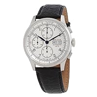 Bulova Men's Joseph Silver-White Chronograph Dial and Black Leather Strap Watch | 42mm | 96C145