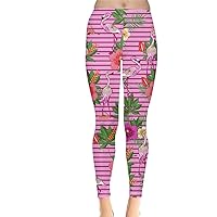 CowCow Womens Retro Roses Lace Floral Sexy Pattern and Girly Flamingo Bird Stretch Leggings, XS-5XL