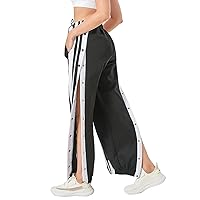 Women's High-Waisted Striped Snap Button Track Pants Comfortable and Versatile Elastic Waist Seal 