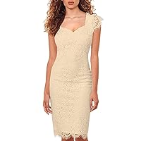 AOOKSMERY Women's Sleeveless Lace Floral Elegant Cocktail Dress Knee Length for Wedding Party Dresses