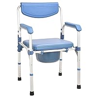 Bedside Commodes Chair, Bedside Commode Toilet Height Adjustable Portable Toilet 330 lb. Weight Capacity Commode Chair for Toilet with Arms and Padded Foldable Potty Chair for Adults Blue