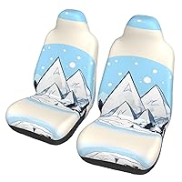 Snow-Capped Mountains Car seat Covers Front seat Protectors Washable and Breathable Cloth car Seats Suitable for Most Cars