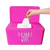 Baby Wipes Dispenser for Bathroom, Upgrade Size(8.2L x 4.9W x 3.9H inches), Flushable Wipes Dispenser Hot Pink Wipes Holder Container Box with Large Capacity