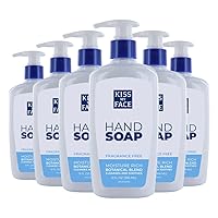 Kiss My Face Fragrance Free Liquid Hand Soap, Vegan and Cruelty Free Hand Wash Soap, 9 Fl Oz Bottle with Pump Dispenser, Fragrance Free, 6 Pack