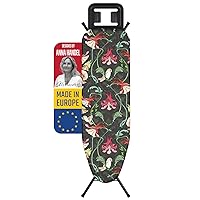 Bartnelli Ironing Board | Anna Handel Vintage Design | Sturdy & Adjustable Height with Steam Rest | 13x43 Space-Saving, Effortless Ironing with Thick Padding & Eco-Friendly Cover, Black