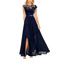 Miusol Women's Formal Floral Lace Ruffle Style Bridesmaid Party Maxi Dress