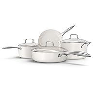Nonstick Ceramic Cookware Set (7 Piece) - Non Toxic, PTFE & PFOA Free - Oven Safe & Compatible with All Stovetops (Gas, Electric & Induction)
