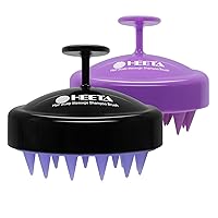 HEETA 2 Pack Hair Scalp Massager Shampoo Brush for Hair Growth, Hair Scalp Scrubber with Soft Silicone, Wet and Dry Hair Detangler (Black & Purple)