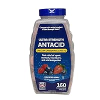 Ultra Strength Antacid Chewable Tablets, Assorted Berry Flavors - 160 Count, Calcium Carbonate 1000mg, Fast Relief of Upset Stomach, Heartburn, and Acid Indigestion