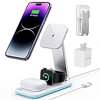 Magnetic Charging Station, Hohosb 3-in-1 Foldable Wireless Charging Stand [Compatible with Magsafe Charger] for iPhone 14/13/12 Series, AirPods Pro/3/2, Apple Watch/iWatch White