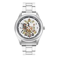 Austria National Emblem Fashion Wrist Watch Arabic Numerals Stainless Steel Quartz Watch Easy to Read