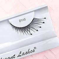 D110 (Long Criss-Cross False Eyelashes with Black Accent Beads) Halloween Dance Rave Costume