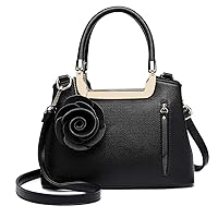 Miss Lulu Handbags for Women Ladies Shoulder Bags Fashion PU Leather Crossbody Top Handle Bag (Black)