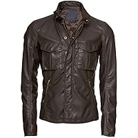 Men Slim Fit Biker Motorcycle Lambskin Leather Jacket Coat Outwear Jackets LLML164