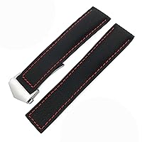 for Tag Heuer Carrera AQUARACER 20mm 22mm Watch Bracelets Canvas Nylon Leather Watch Strap Fold Buckle Black Watch Band (Color : Black red Silver, Size : 20mm)