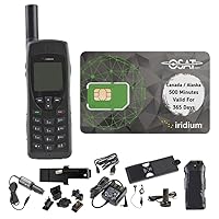 Iridium 9555 Satellite Phone Telephone & Prepaid SIM Card with Canada/Alaska 500 Minutes / 365 Day Validity - Voice, Text Messaging SMS Global Coverage