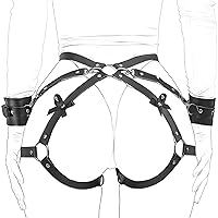 Sex Bondage Restraints Set, Restraint Harness Kit with Adjustable Thigh Waist Straps-Wrist Cuffs and Erotic Bow Tie for Women Couples Slave Games