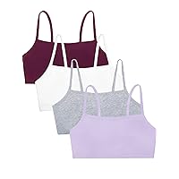 Fruit of The Loom Women's Spaghetti Strap Cotton Pull Over 3 Pack Sports Bra in Fashion Colors