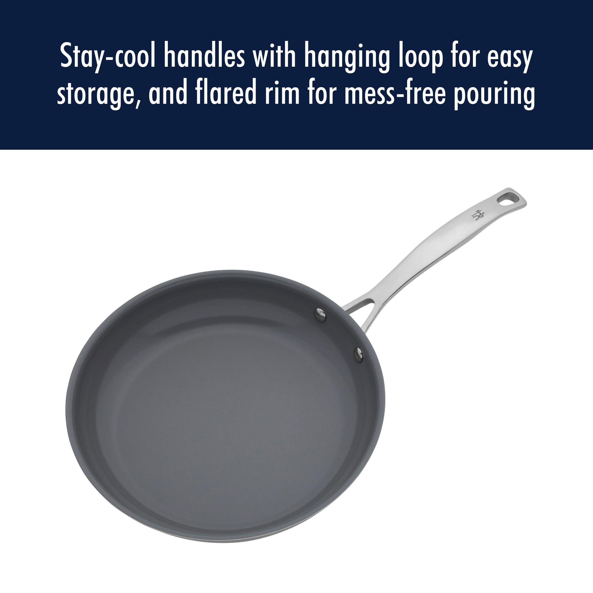 HENCKELS Clad H3 10-pc Induction Ceramic Nonstick Pot and Pan Set, Stainless Steel, Durable and Easy to clean