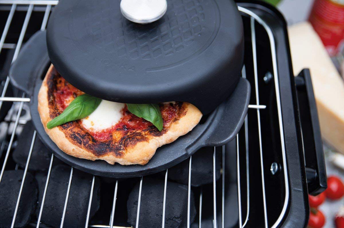 Boska Stainless Steel Pizza Baker - Cast Iron Pizza Pan - For Cooking, Baking, Grilling - Durable, Even-Heating, and Versatile Kitchen Cookware - Dual Handle Pan