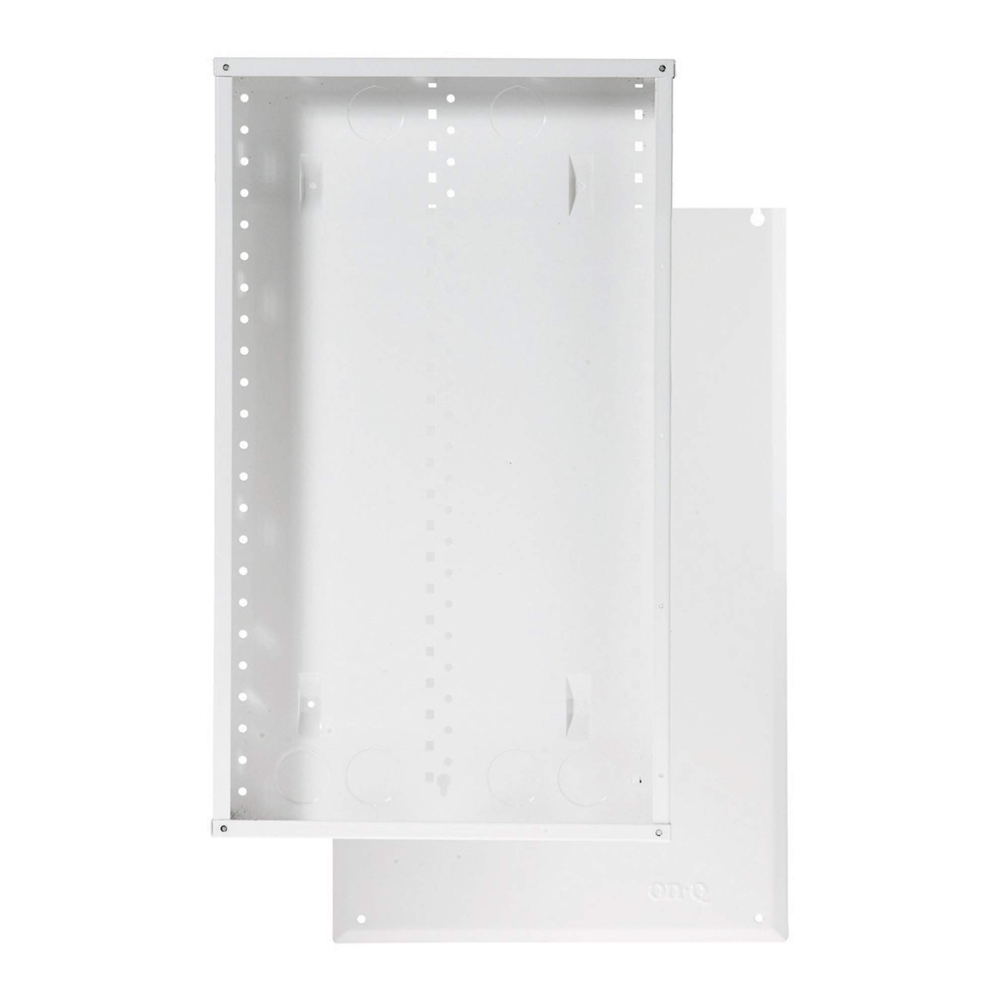 Legrand - OnQ 28 Inch Media Enclosure, 20 Gauge Structured Media Box, Cable Wall Cover with 2.5 Inch Openings to Pull Wires Through, Recessed Media Box Includes Cover Mounting Hardware, White, EN2800