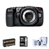 Blackmagic Design Pocket Cinema Camera 4K, Bundled with, Extra Rechargeable Battery Pack, 128GB SDXC Memory Card, Care & Cleaning Kit for Professional Digital Video Recording (4 Items)