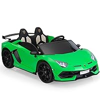 24V Kids Ride On Electric Cars, Battery Powered Drifting Car with Double PU Seats, Remote Control, High-Low Speed, LED Lights, MP3, USB, Toy Gift for 3-8 Years Old, Green