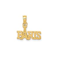 14k Yellow Gold Solid Paris with Eiffel Tower Charm Pendant